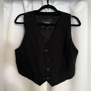 Zara Black Cropped Vest Size L (Fits M/L)